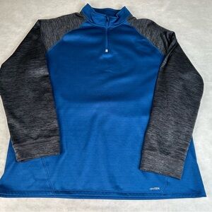 Tek Gear Pullover Mens Size 3XLT Blue DryTEK 1/4 Zip Jacket Shirt Long Sleeve